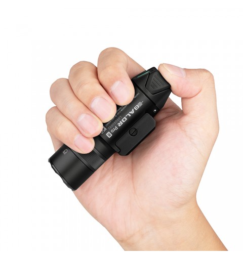 OLIGHT Linterna LED para arma corta con puntero verde Baldr Pro R 1.350 lúmenes