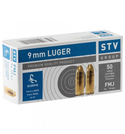 Munición STV Scorpio - 9mm. FMJ - 124 grains