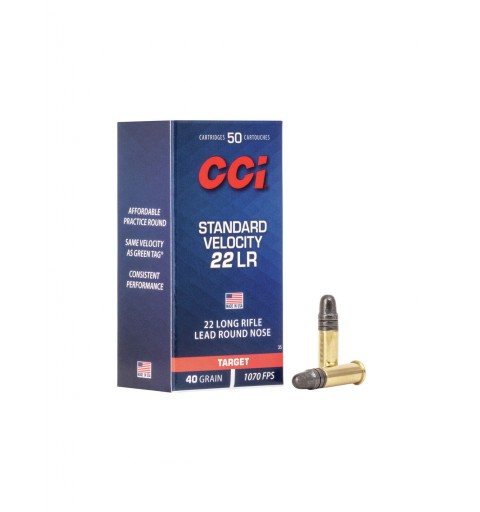MUNICION CCI STANDARD VELOCITY .22 LR - 40 grains - LRN