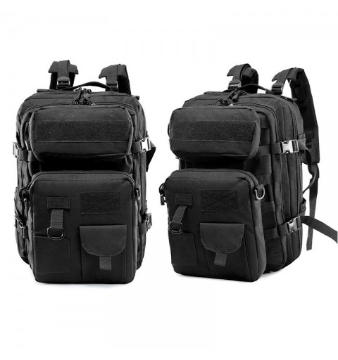 MOCHILA TACTICA 45 L 900D 42*32*25 NEGRA + BOLSILLOS DESMONTABLES