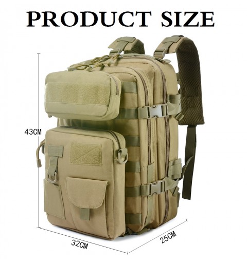 MOCHILA TACTICA 45 L 900D 42*32*25 NEGRA + BOLSILLOS DESMONTABLES