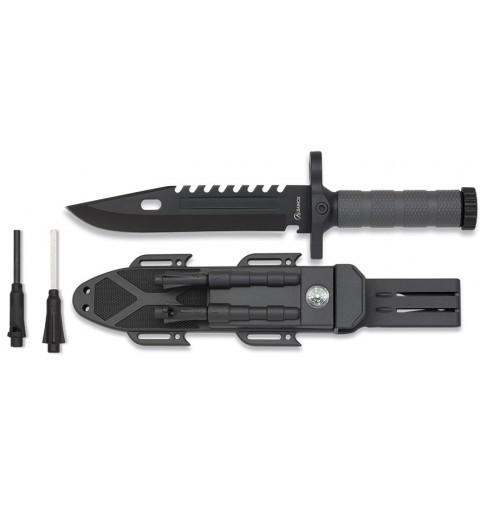 CUCHILLO SUPERVIVENCIA NEGRO H:19cm 3Cr13Mov